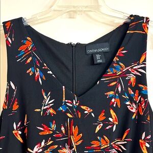 Jumpsuit in Black, Orange, Red & Blue Floral / Leaves, by Cynthia Rowley, Size M